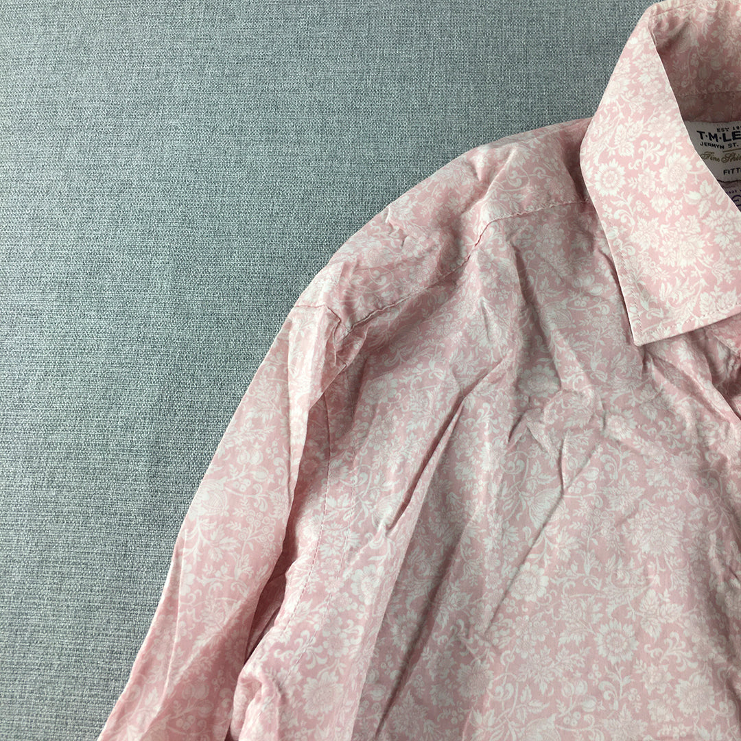 TM Lewin Womens Shirt Size S Pink Floral Long Sleeve Button-Up Collared