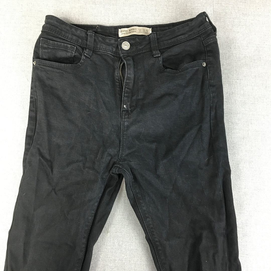 Zara Womens Jeans Size 6 US Black Dark Wash Denim Skinny Stretch