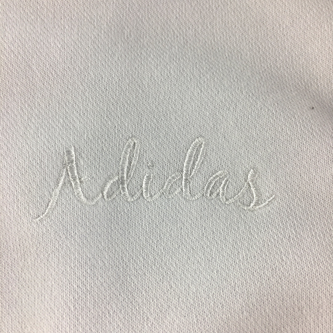 Adidas Womens Jacket Size 12 White Embroidered Logo Zip-Up Pockets Coat