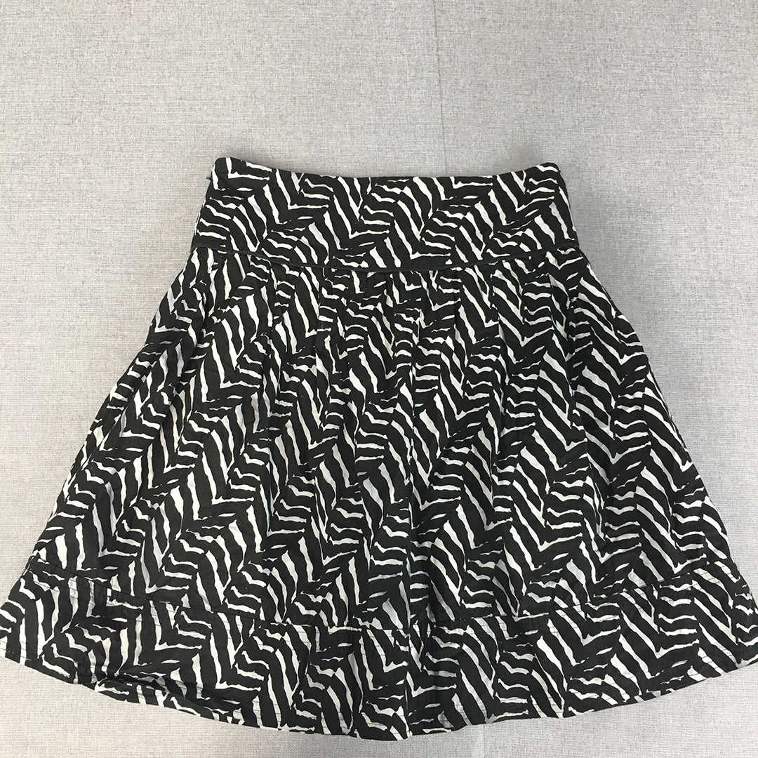 Impulse Womens Mini Skirt Size 8 Black White Striped