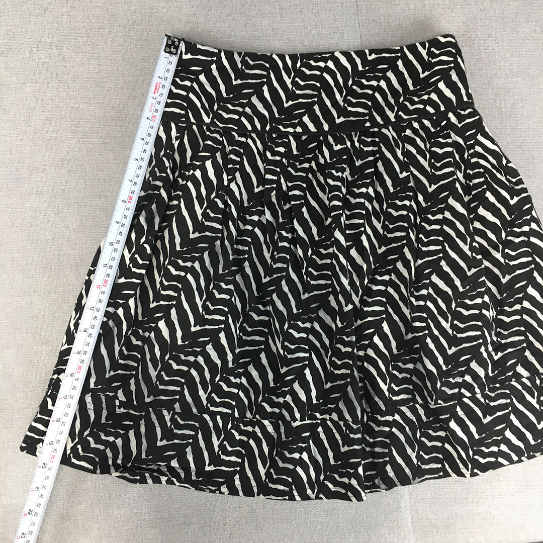 Impulse Womens Mini Skirt Size 8 Black White Striped