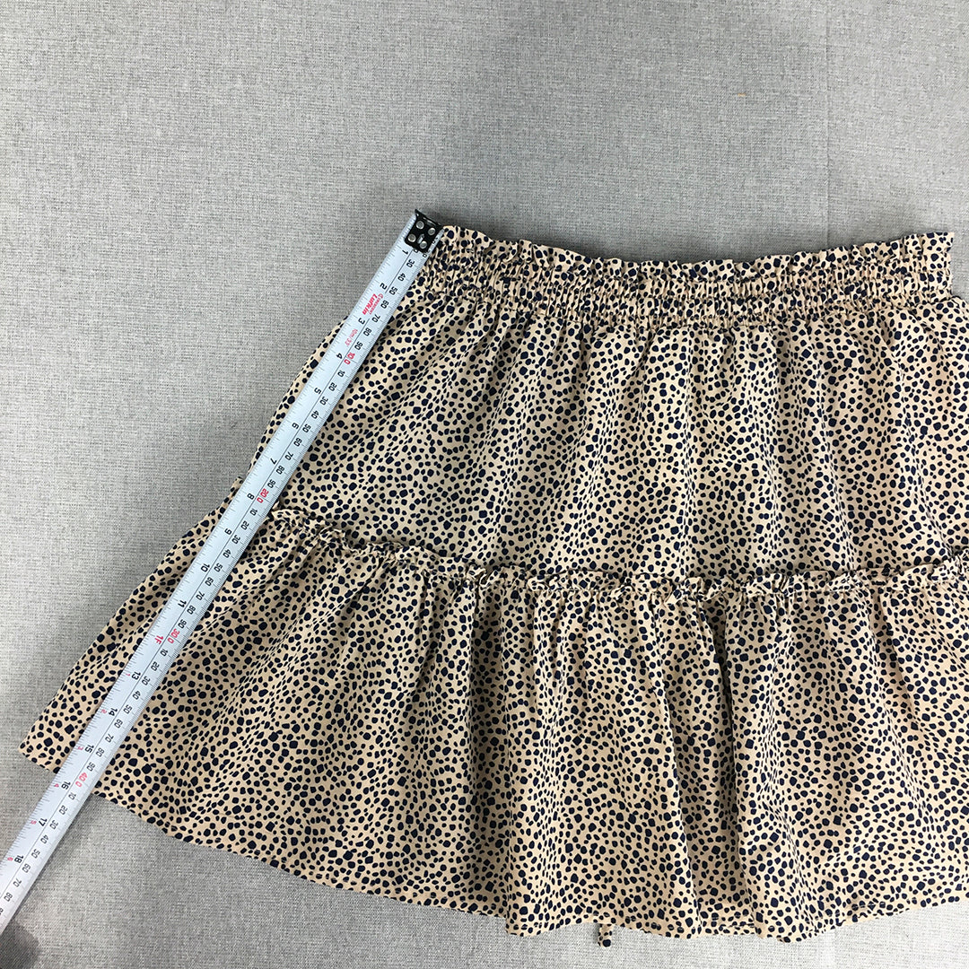 Yours Truly Womens Mini Skirt Size 8 Brown Dot Elastic Waist