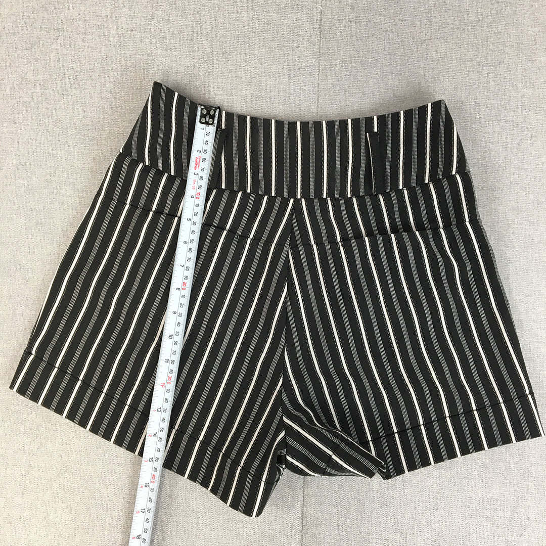 Ally Womens Shorts Size 8 Black Striped Bermuda