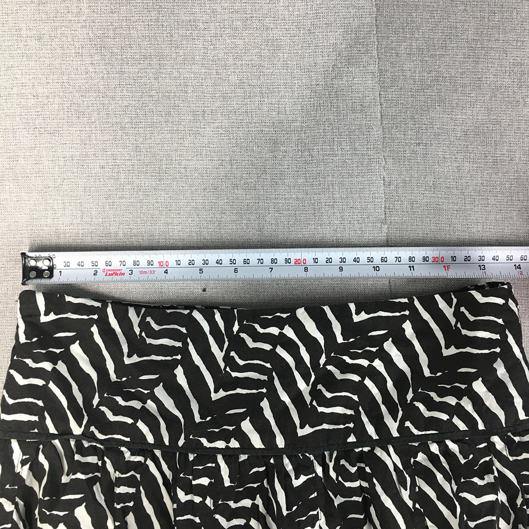 Impulse Womens Mini Skirt Size 8 Black White Striped