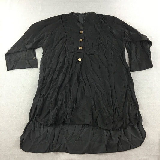 By The Way Womens Dress Size L Black Shirt Style Long Sleeve Midi BTW