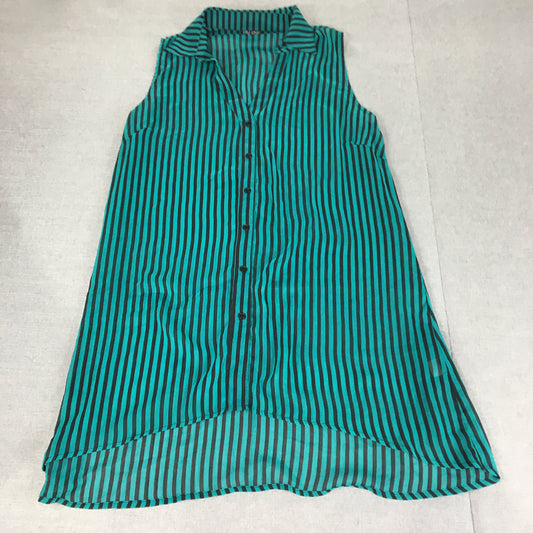 City Chic Womens Shirt Dress Size S Blue Black Striped Midi Sleeveless Button