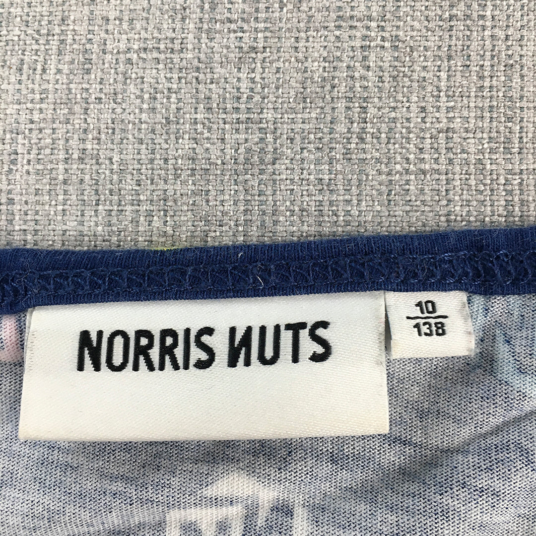 Norris Nuts Kids T-Shirt Size 10 Blue Logo Short Sleeve Top