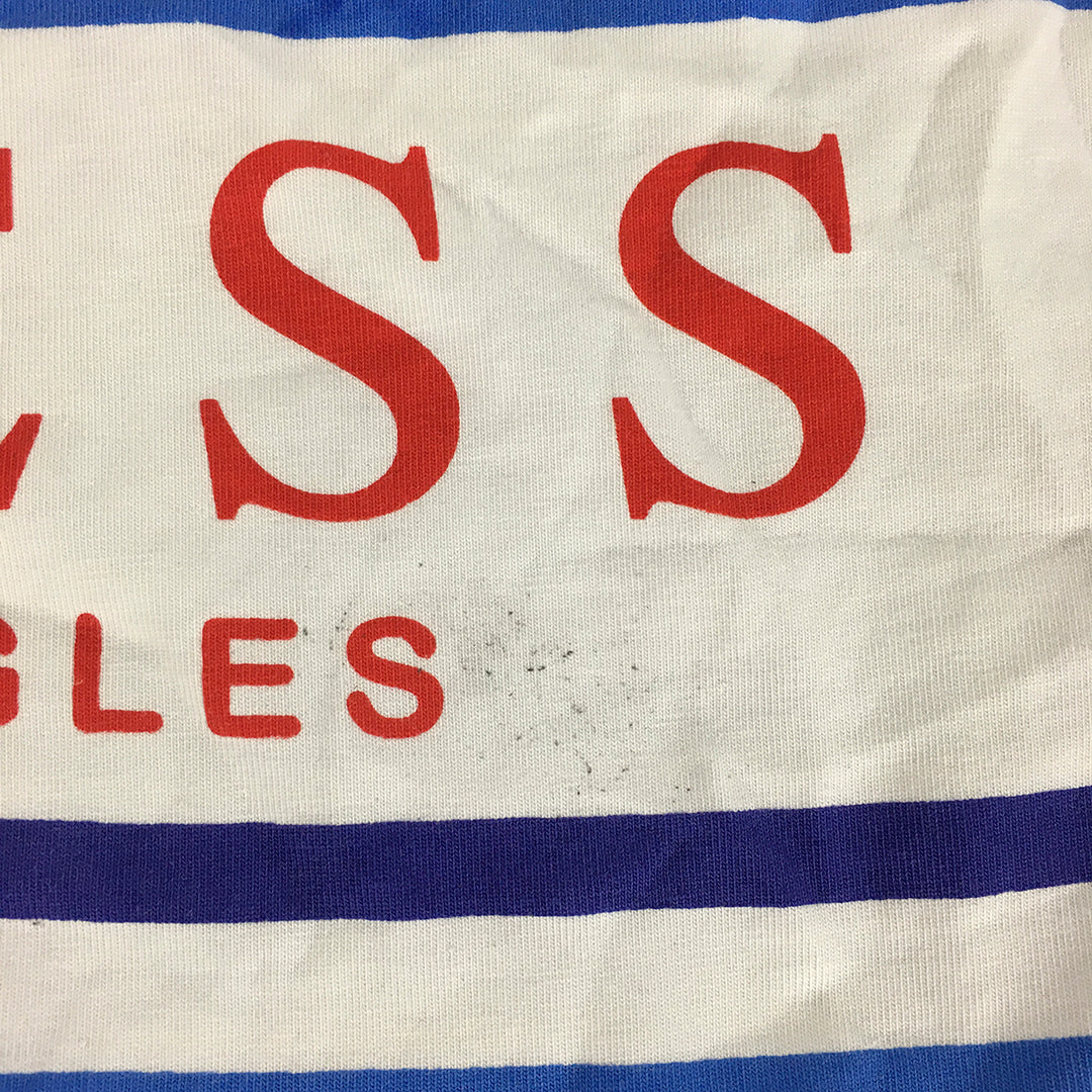 Guess Womens T-Shirt Size S White Striped Logo Crew Neck Cropped Top