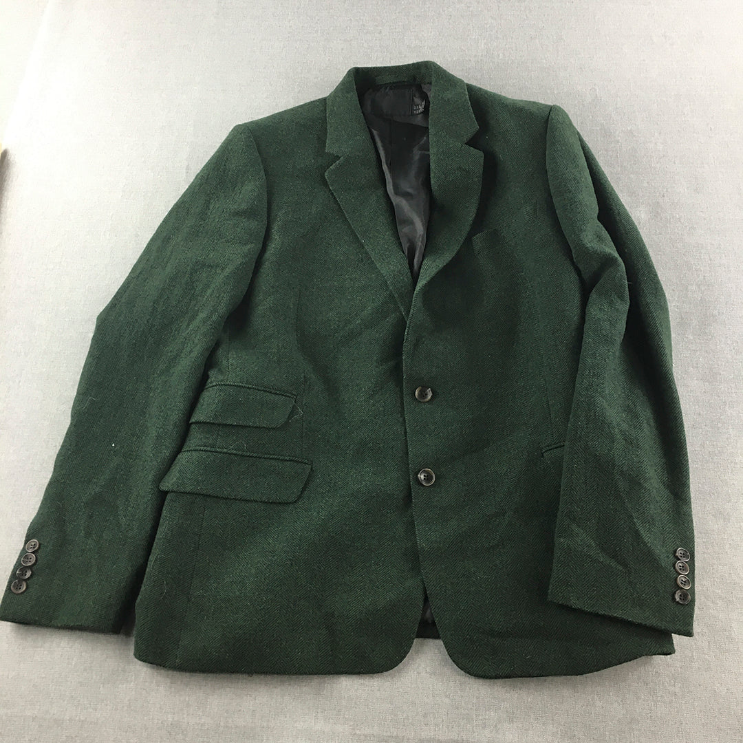 Asos Womens Blazer Size 44 (16 AU) Green Button Up Collared Jacket Coat