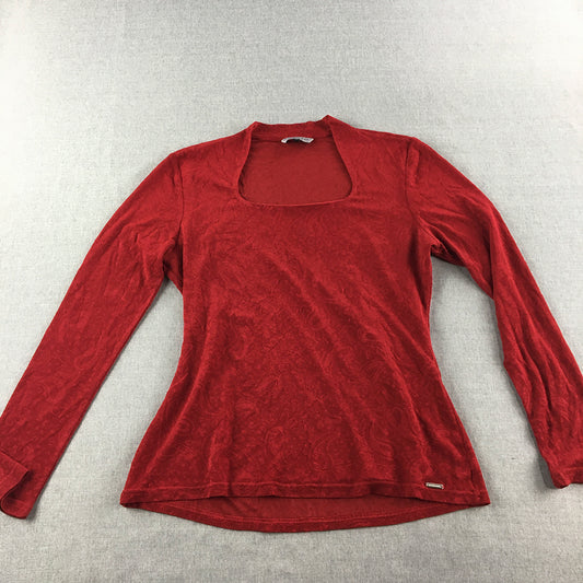 Finnigans By Truworths Womens Sweater Size L Red Paisley Knit Jumper