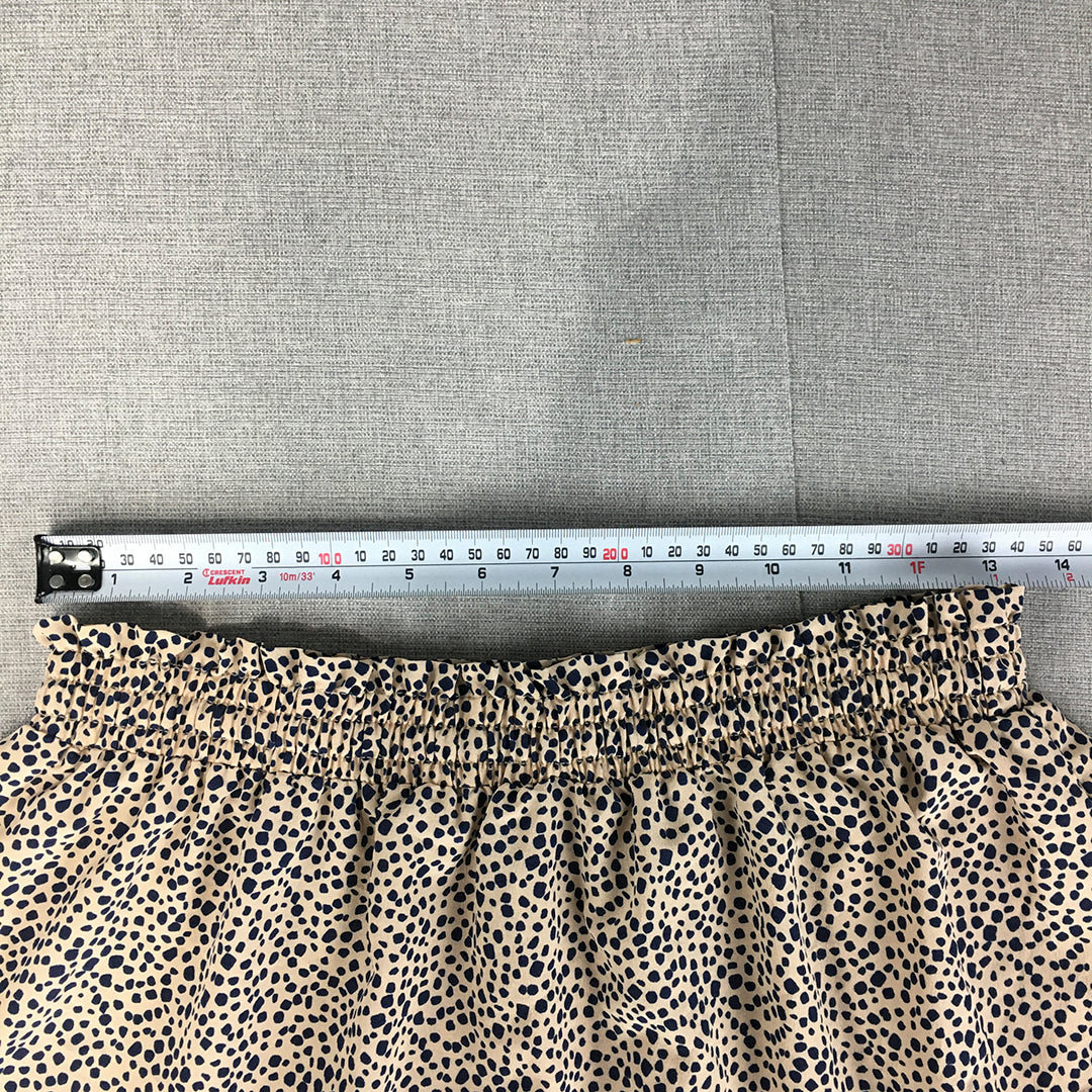 Yours Truly Womens Mini Skirt Size 8 Brown Dot Elastic Waist