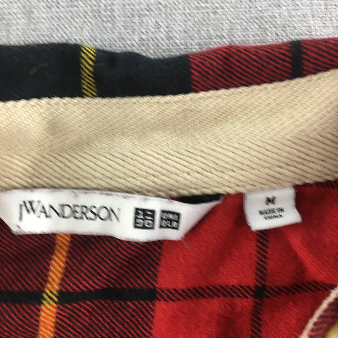 JW Anderson x Uniqlo Womens Shirt Size M Red Checkered Logo Flannel Long Sleeve