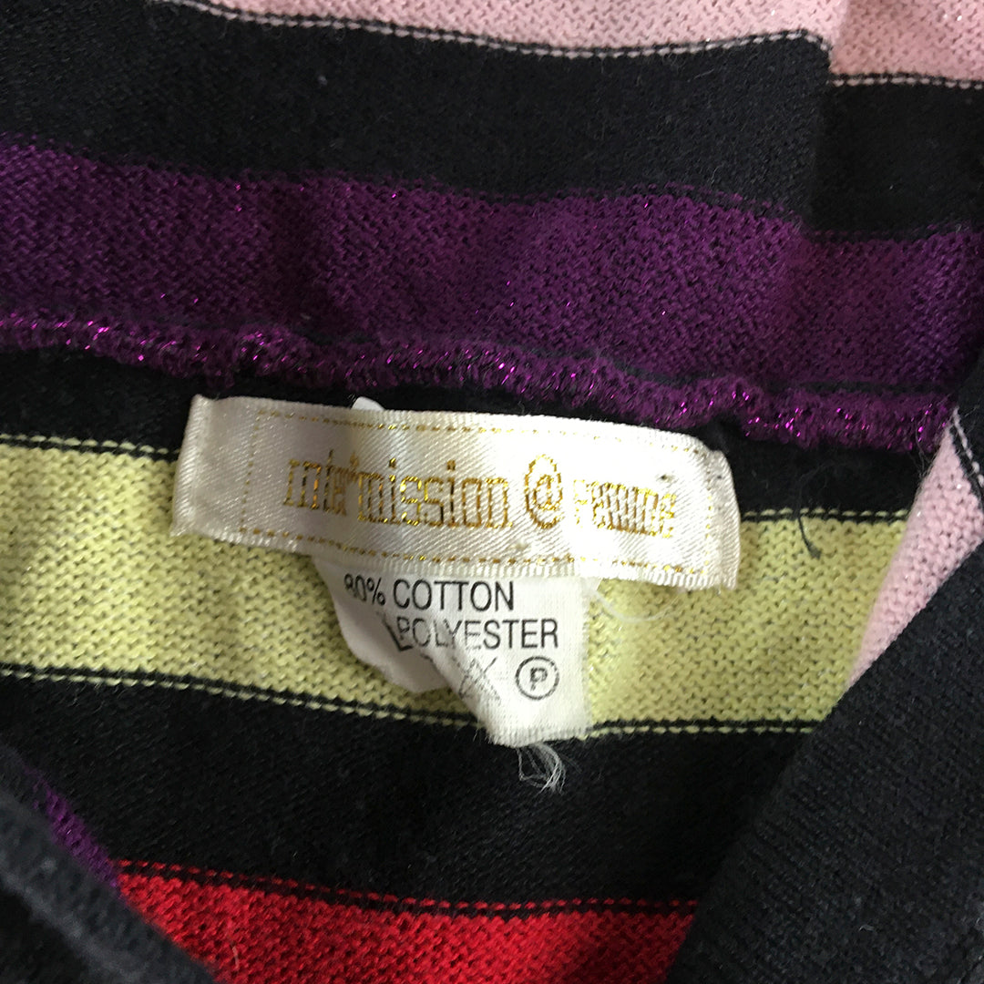 Inter Mission Femme Womens Cardigan Size S Purple Black Hoodie Striped Knit