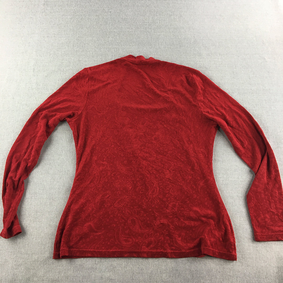 Finnigans By Truworths Womens Sweater Size L Red Paisley Knit Jumper