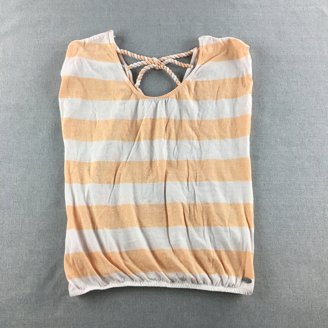 Esprit edc Womens Tank Top Size M Orange White Sleeveless Shirt