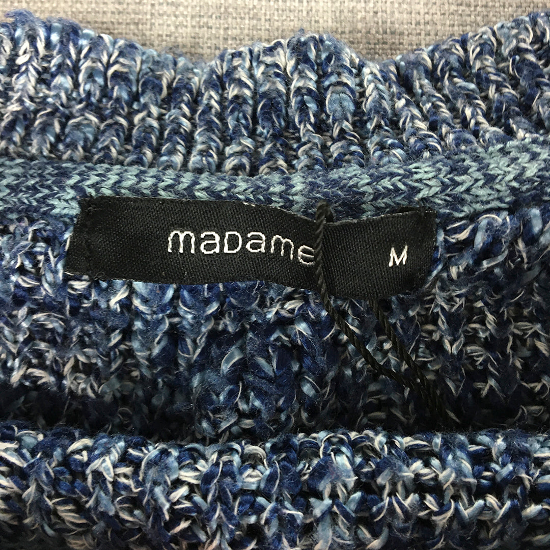 Madame Womens Knit Sweater Size M Blue Crew Neck Pullover Jumper