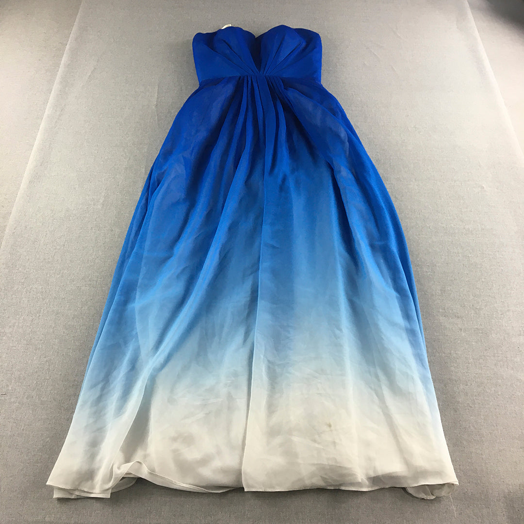 Cocomelody Strapless Evening Gown Dress Size 10 Blue White Formal Wedding