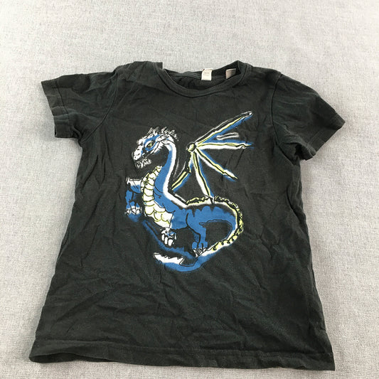 Vintage Esprit Kids Boys T-Shirt Size 4 - 5 Years Black Dragon Short Sleeve Top