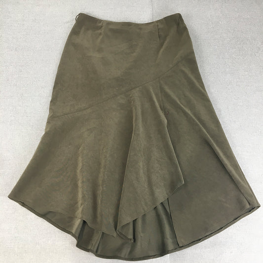 Wombat Womens Maxi Skirt Size 14 Khaki Green Layered