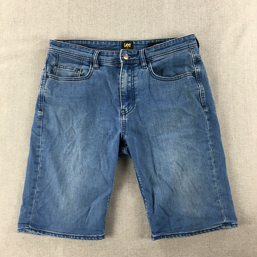 Lee Mens Denim Shorts Size 32 Blue Pockets Straight Leg Jorts