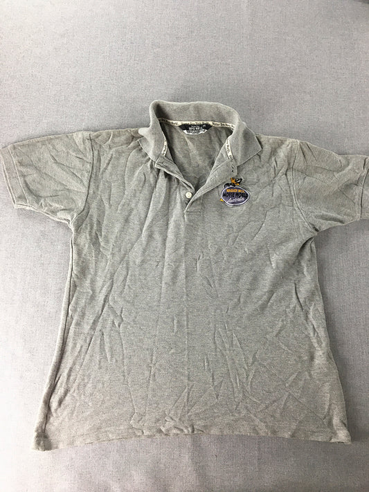 Vintage 90s Warner Bros. Movie World Polo Shirt Mens Size XS Grey Gold Coast Aus