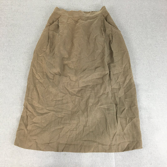 Bongbly Womens Skirt Size S Brown Elastic Waist Pencil Straight Long Length