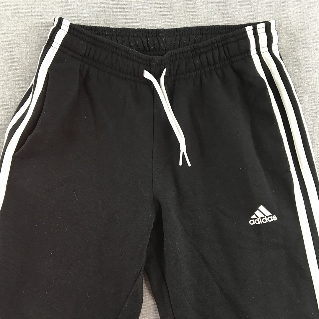 Adidas Kids Boys Tracksuit Pants Size 11 - 12 Years Black Logo Drawstring Jogger