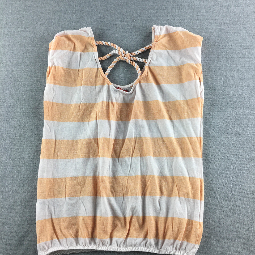 Esprit edc Womens Tank Top Size M Orange White Sleeveless Shirt