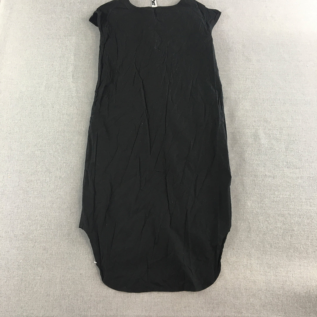 Purr Womens Dress Size XS Black Sleeveless Button Midi