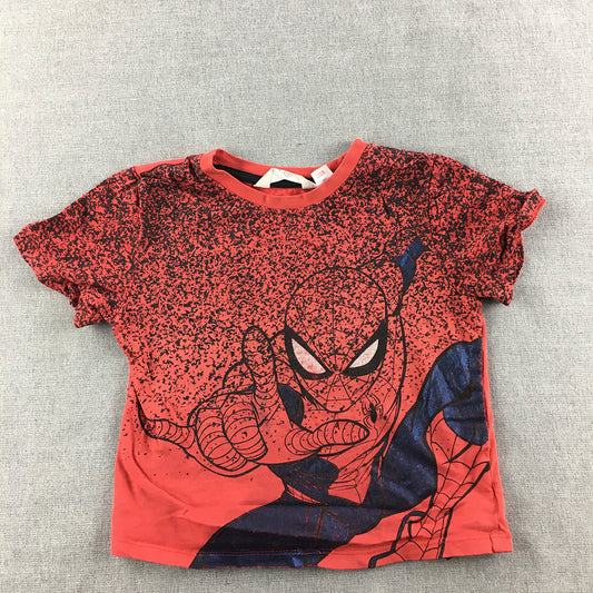 Spiderman Kids Boys T-Shirt Size 5 - 6 Years Red Marvel Short Sleeve Top