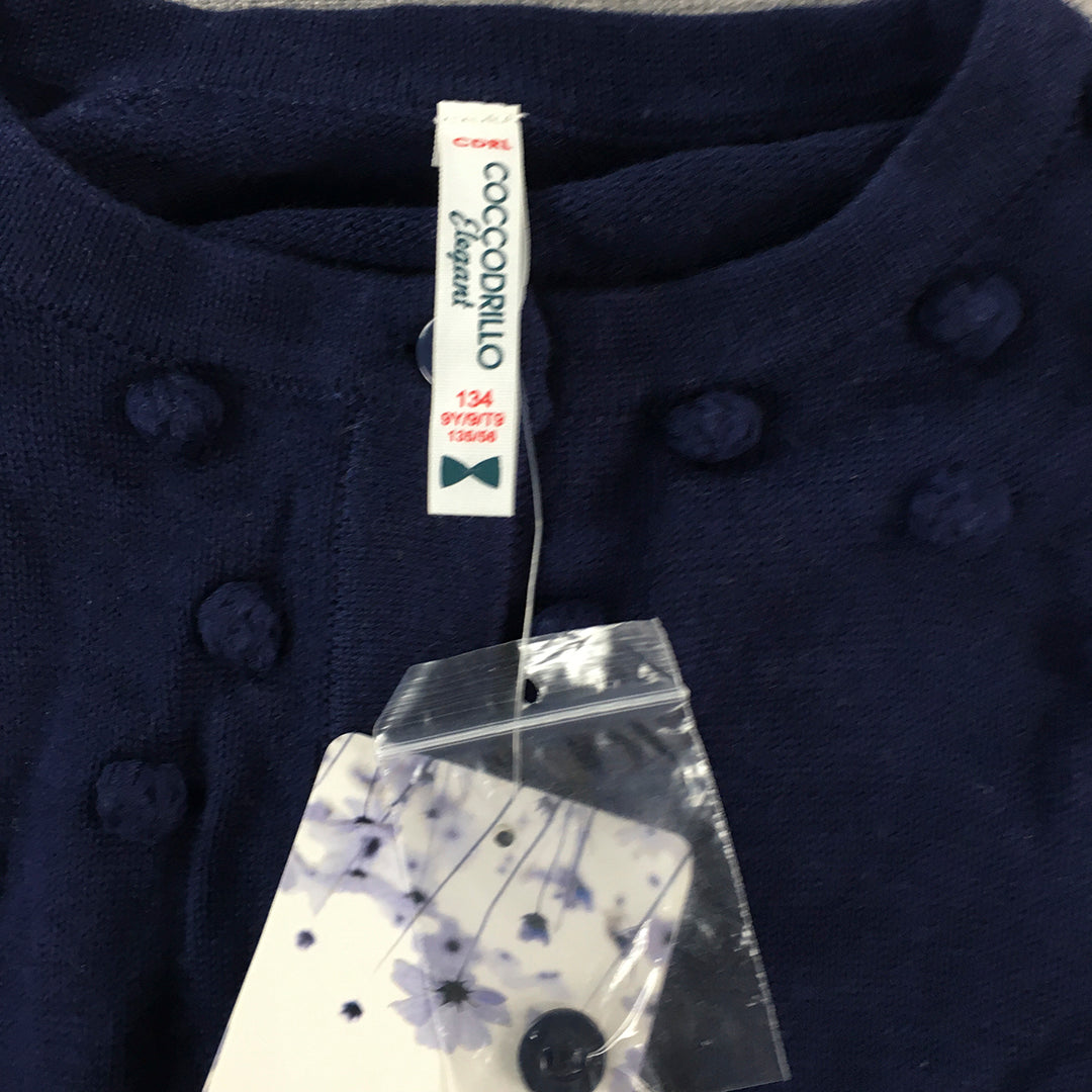 NEW Coccodrillo Kids Girls Cardigan Size 9 Blue Button Up Knit