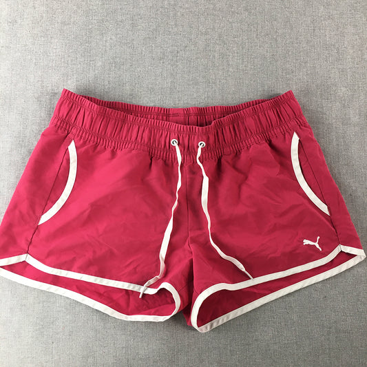 Puma Womens Shorts Size L (14 AUS) Pink Drawstring Elastic Waist Running