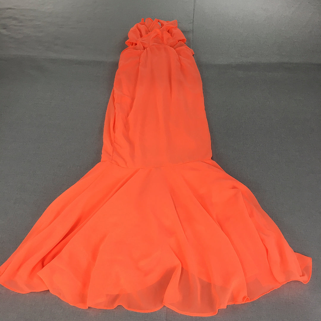 Boohoo Womens Evening Gown Size 8 Orange Sleeveless Full Length Dress