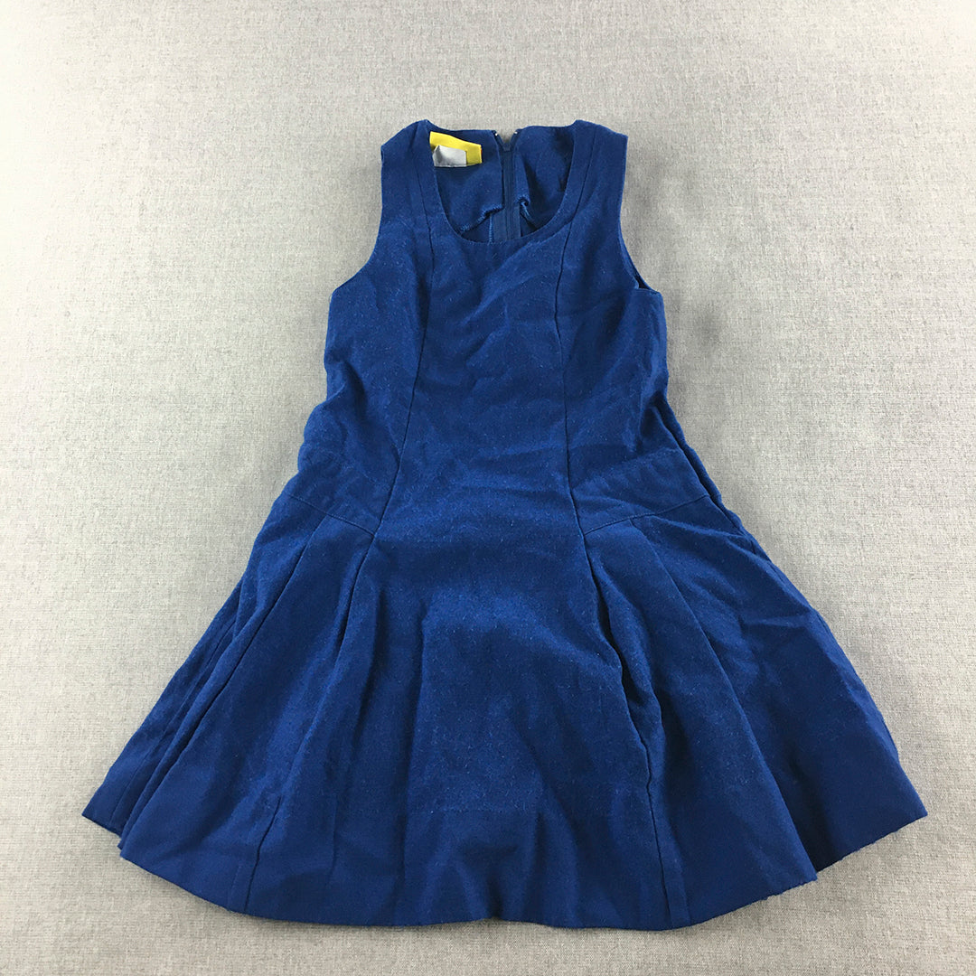 Vintage Miss Future Kids Girls Dress Size 5 Blue Wool Flared Made In Australia