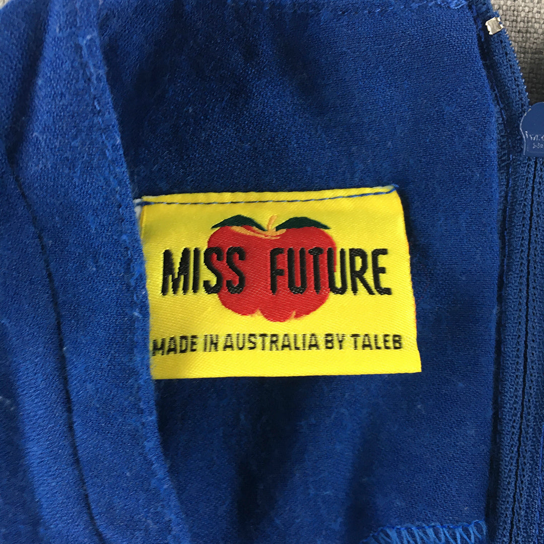 Vintage Miss Future Kids Girls Dress Size 5 Blue Wool Flared Made In Australia