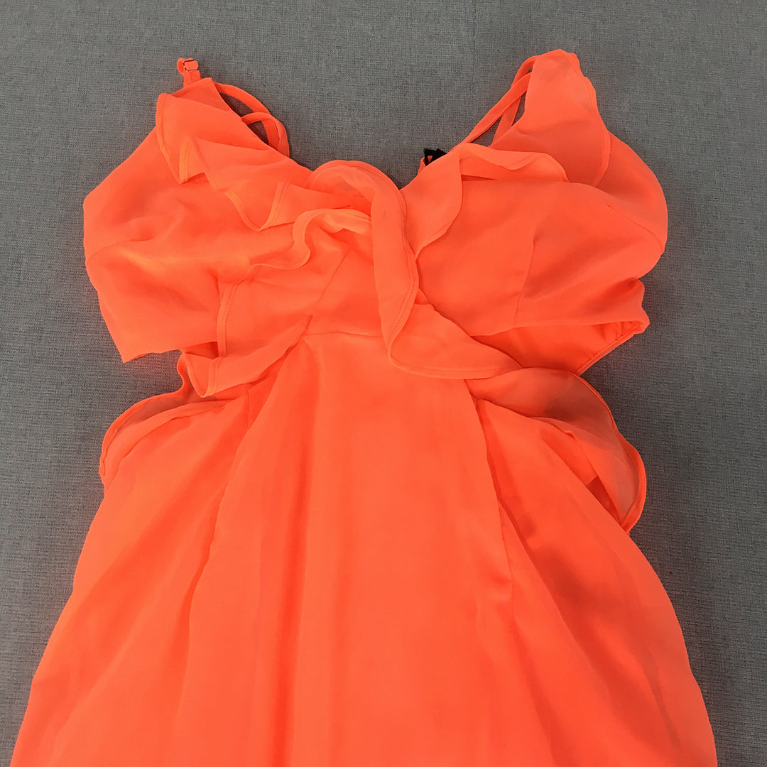 Boohoo Womens Evening Gown Size 8 Orange Sleeveless Full Length Dress