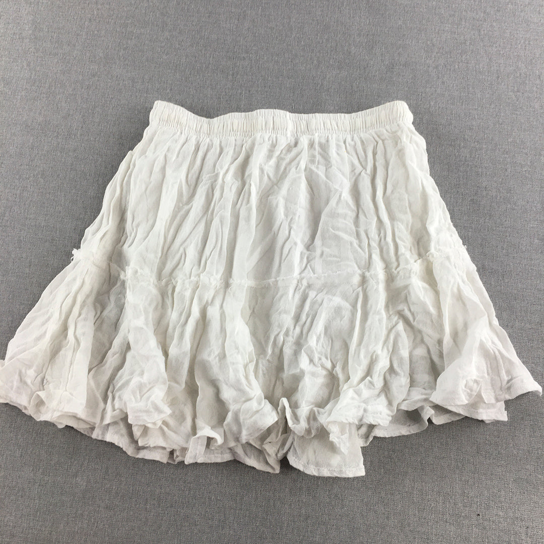 Ghanda Womens Mini Skirt Size S White A-Line Drawstring