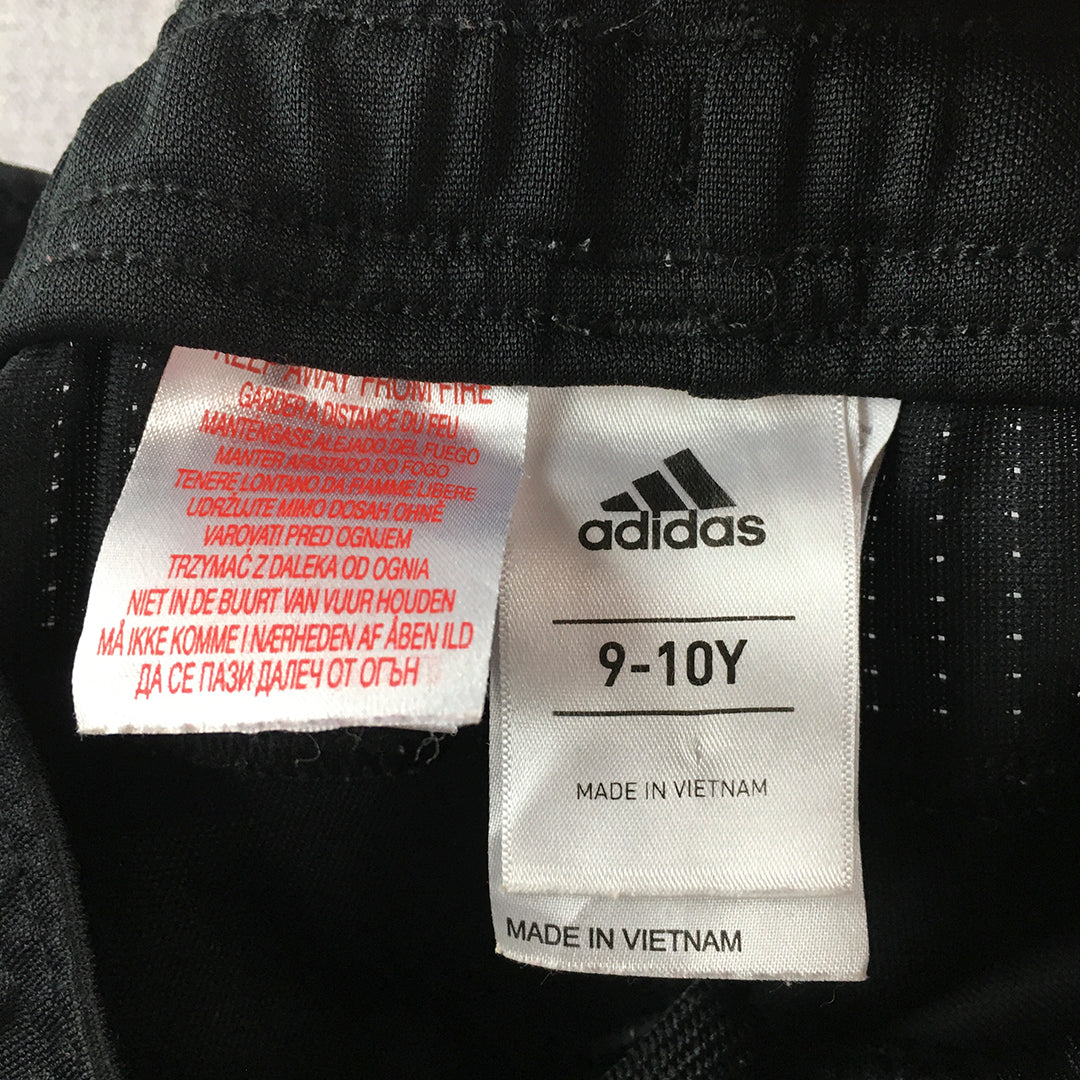 Adidas Kids Girls Tracksuit Pants Size 9 - 10 Years Black Pink Logo Jogger