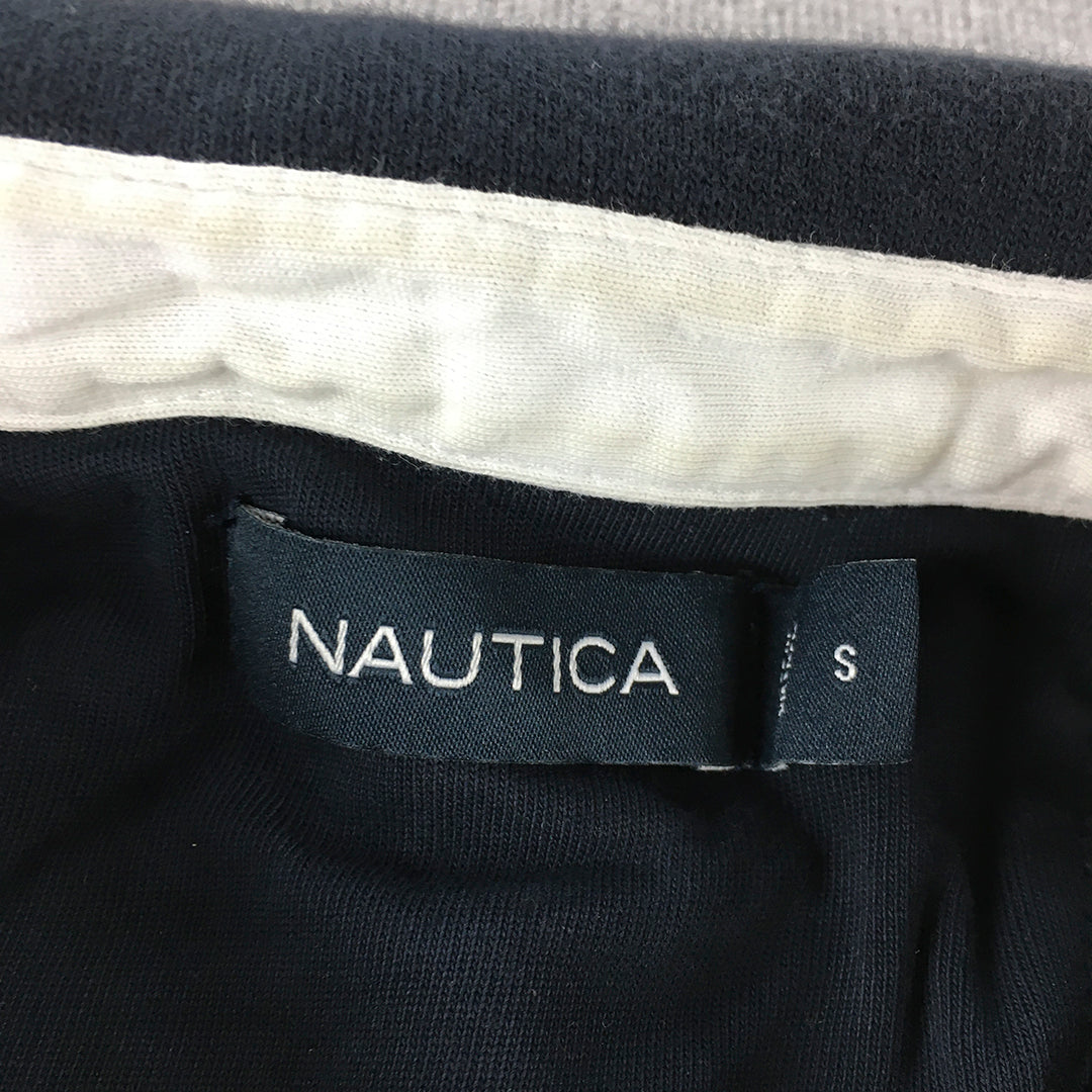 Nautica Mens Polo Shirt Size S White Navy Green Logo Collared Rugby