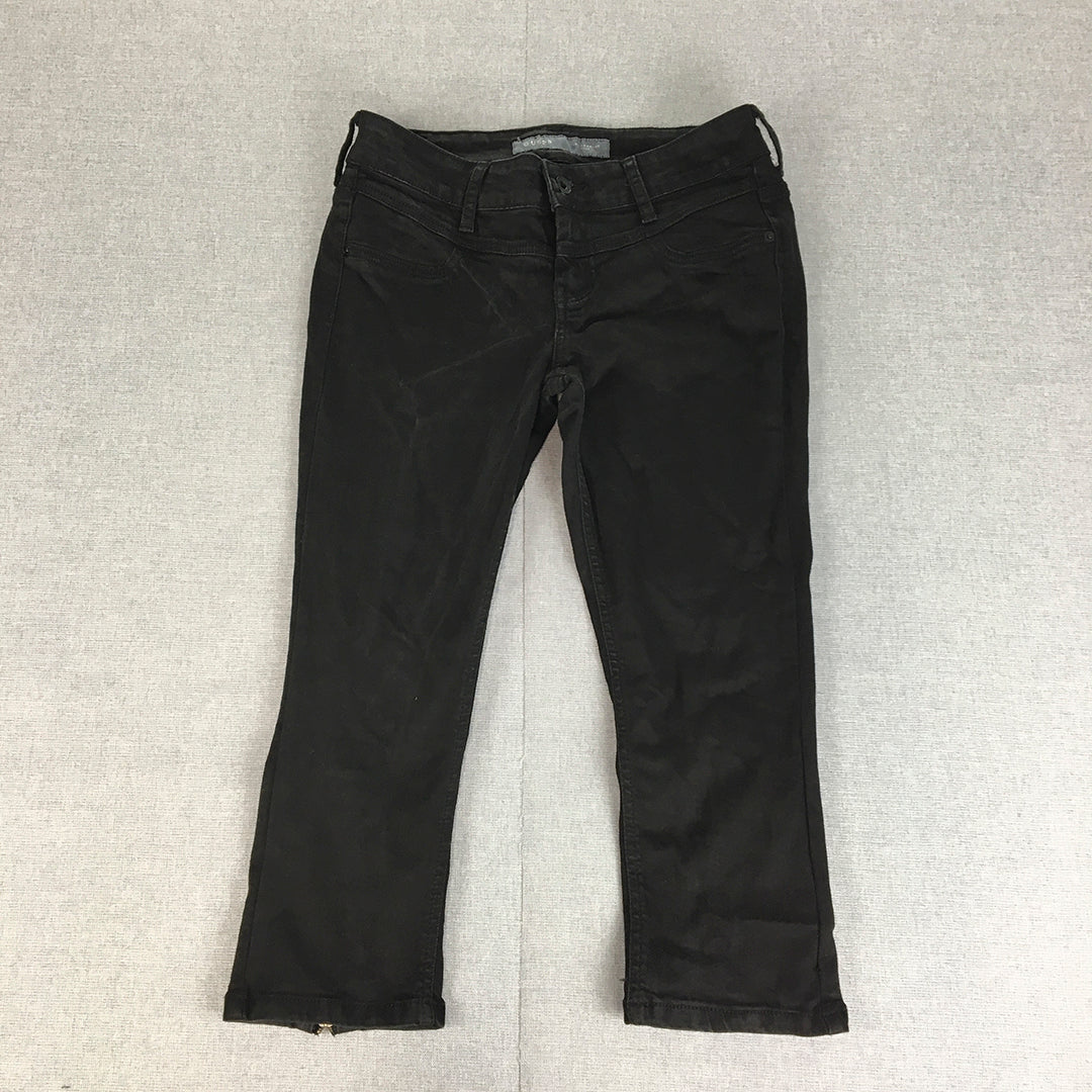 Guess Womens Capri Jeans Size 29 Black Skinny Zip Hem 3/4 Length Denim