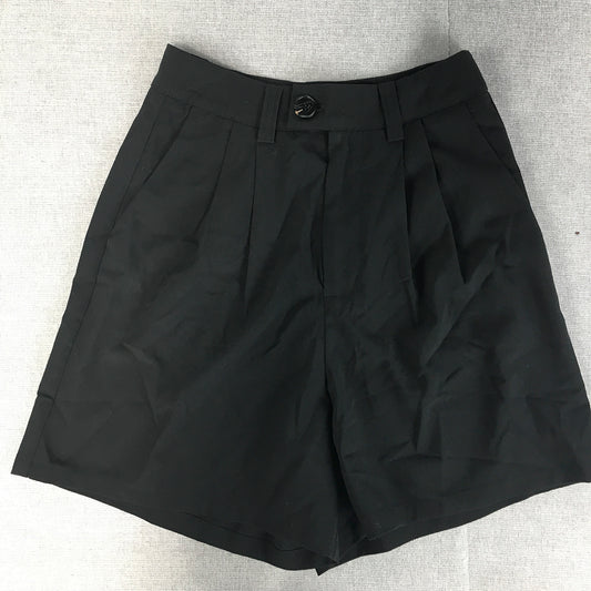 Ava & Ever Womens Pleated Shorts Size 6 Black Pockets Bermuda