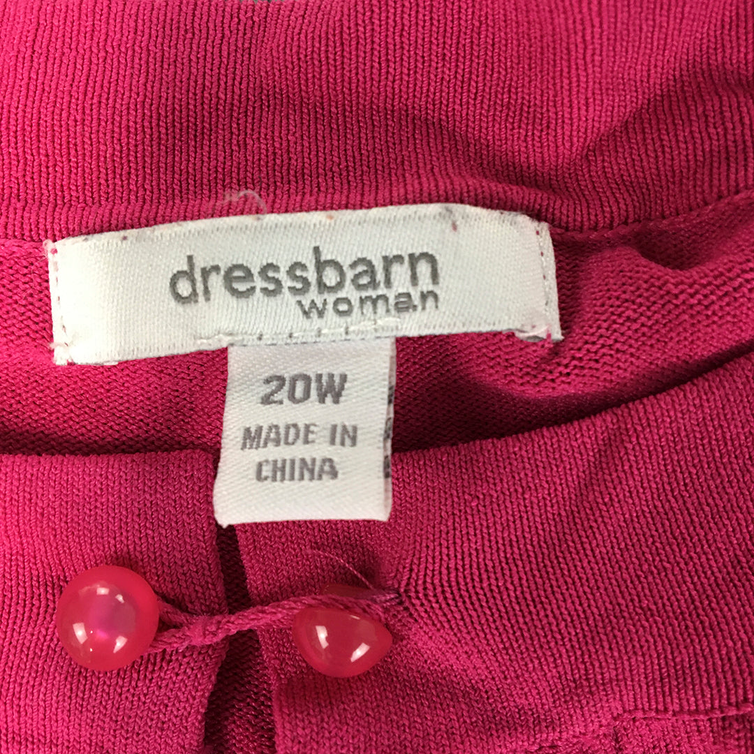 Dressbarn Womens Cardigan Size 20W Pink Rayon Nylon Knit Button Collar