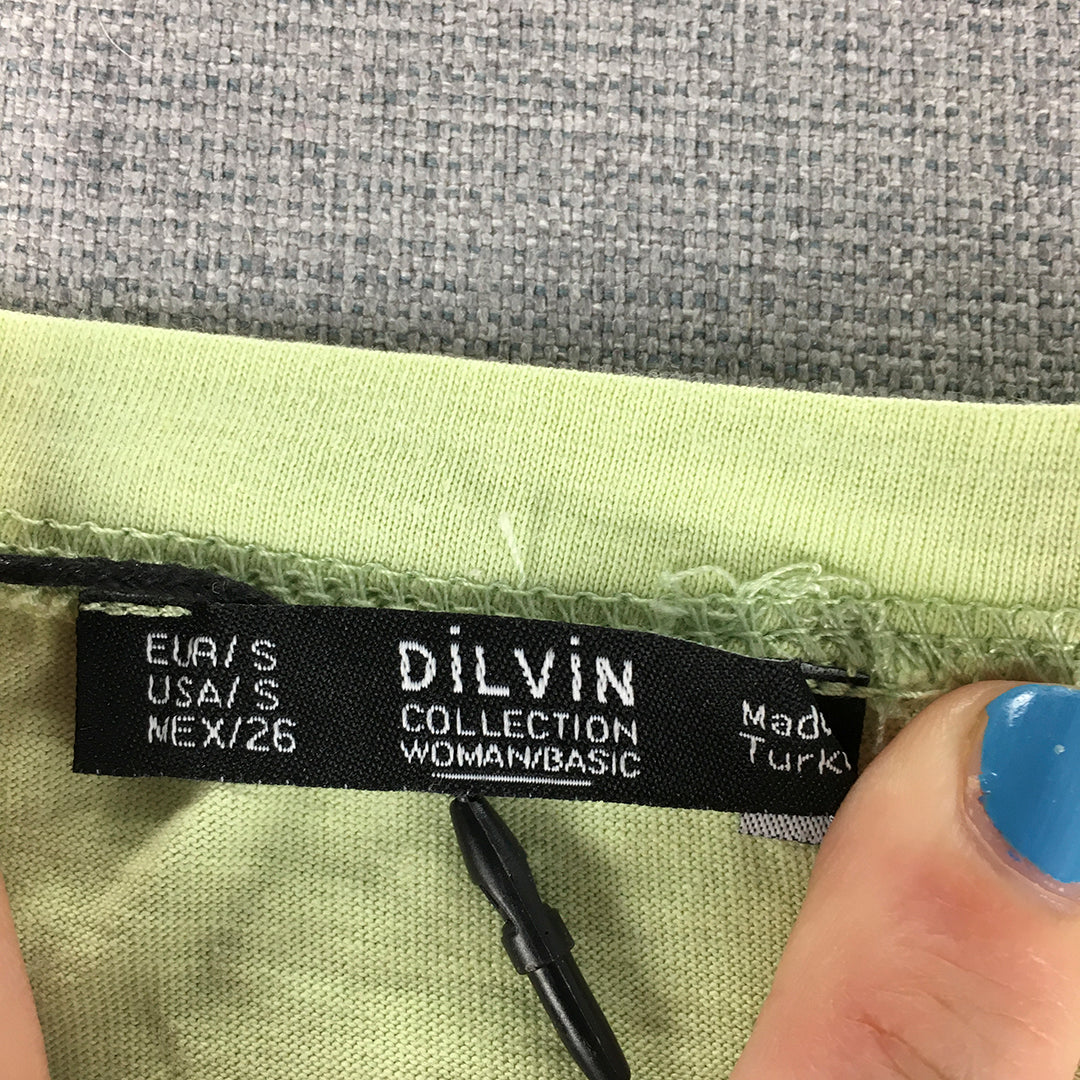 Dilvin Womens T-Shirt Size S Green Short Sleeve Top