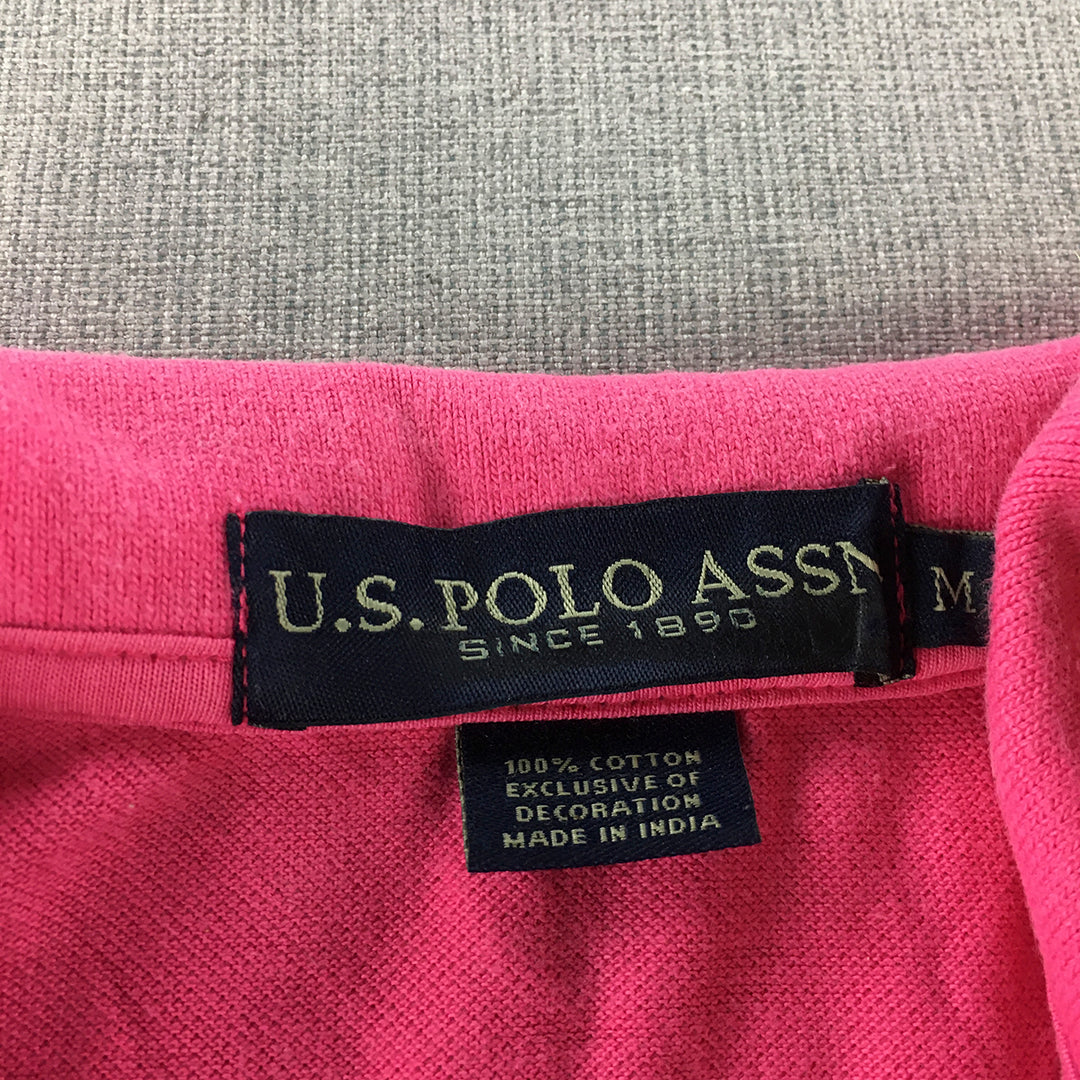 U.S. Polo Assn. Mens Shirt Size M Pink Big Pony Logo Collared Rugby