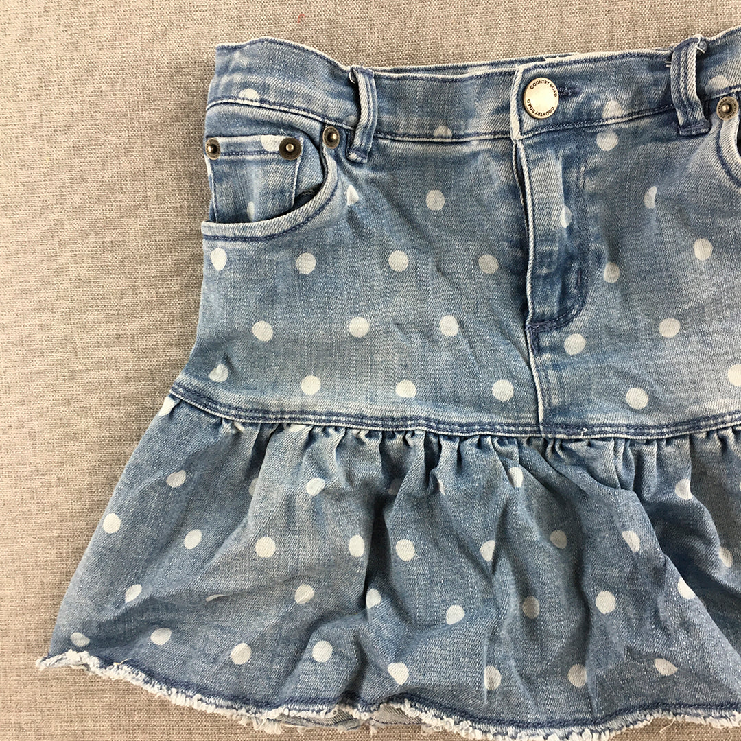 Country Road Kids Girls Denim Skirt Size 10 Blue Polka Dot Mini