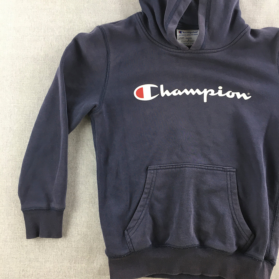 Champion Kids Boys Hoodie Sweater Size 8 Navy Blue Logo Jumper