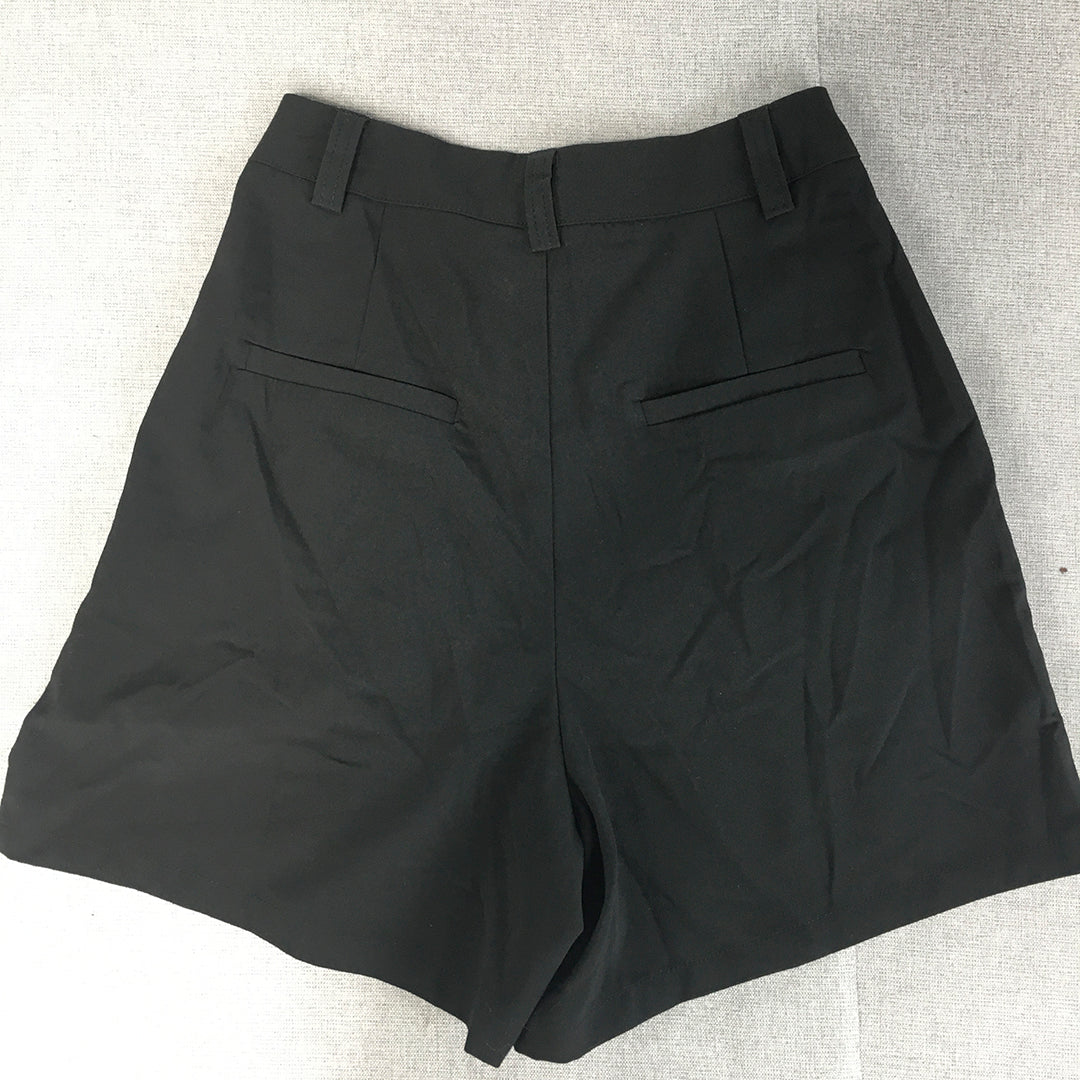 Ava & Ever Womens Pleated Shorts Size 6 Black Pockets Bermuda