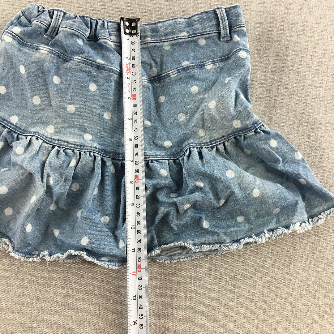 Country Road Kids Girls Denim Skirt Size 10 Blue Polka Dot Mini