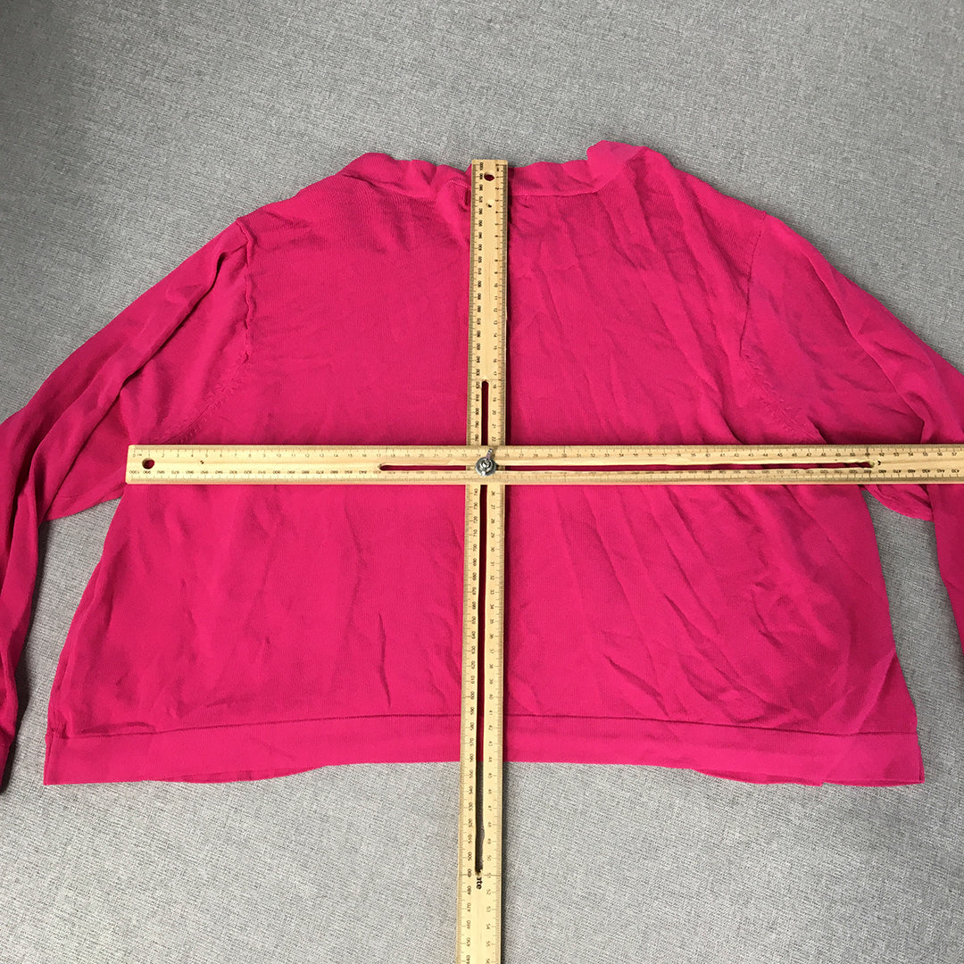 Dressbarn Womens Cardigan Size 20W Pink Rayon Nylon Knit Button Collar