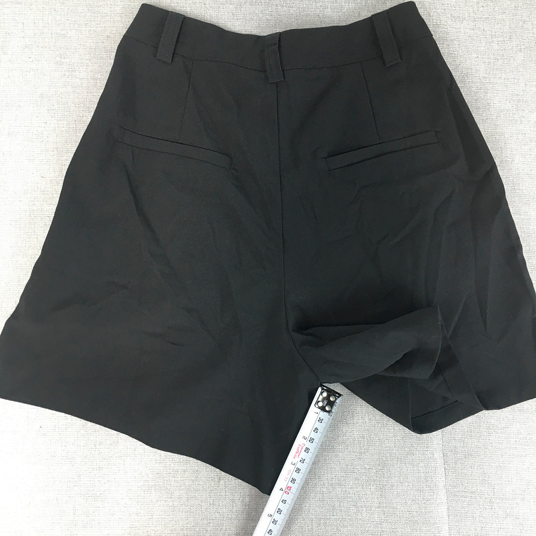 Ava & Ever Womens Pleated Shorts Size 6 Black Pockets Bermuda